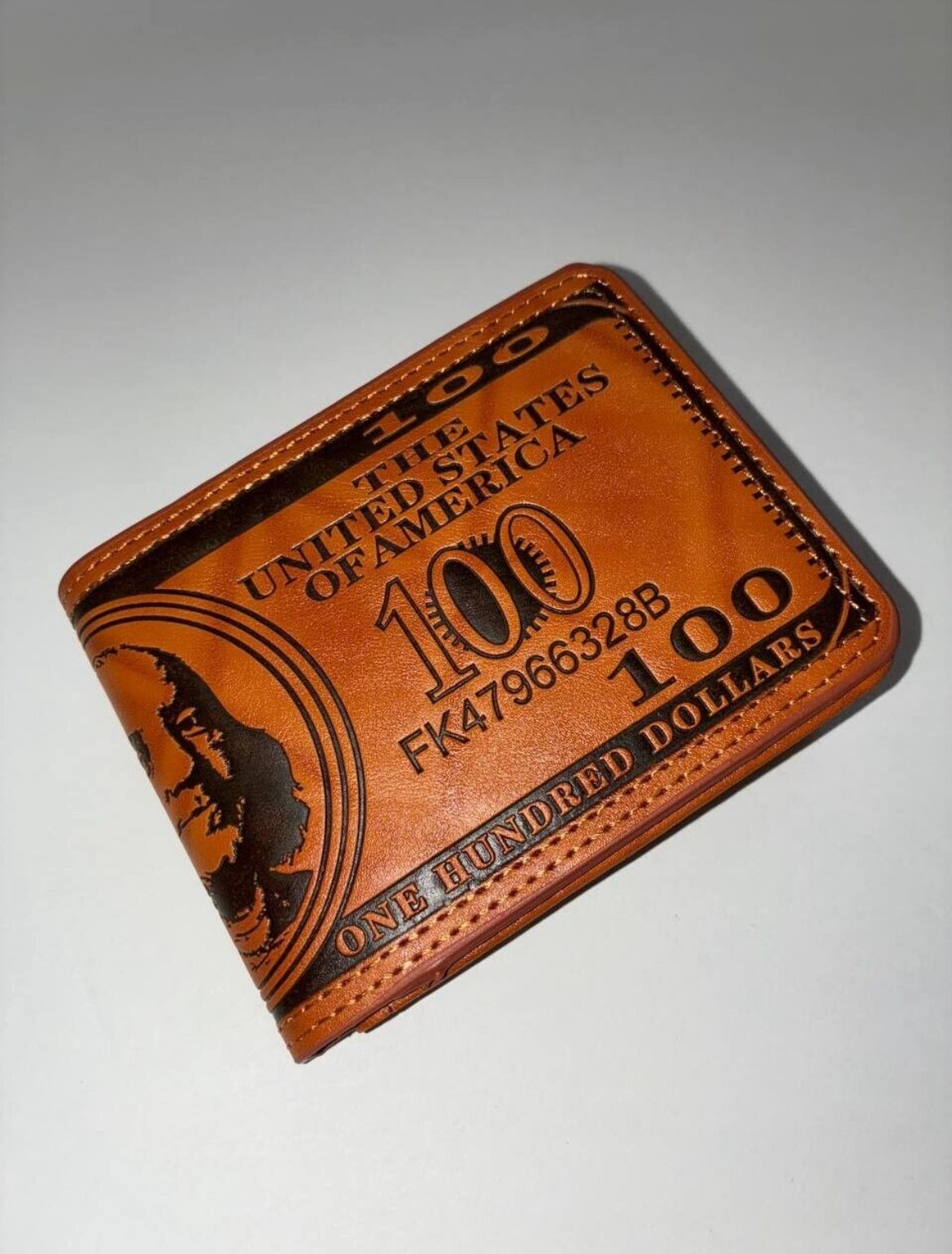 Mens Leather Wallet Bill Money Billfold US 100 Dollar Safe Purse Bifold On Hand