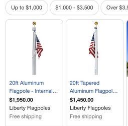 20 foot aluminum flag pole complete swivel wheel rope with the ball cap on top used but in great condition selling for 400 bucks or best offer