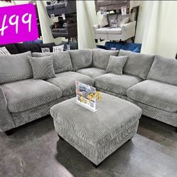 BRAND NEW 4PCS SECTIONAL SOFA SET WITH OTTOMAN AND ACCENT PILLOW INCLUDED $499