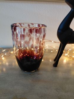 2 SPOTTED GLASS VASES