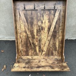 Wooden 4-Hook Coat Shelf 