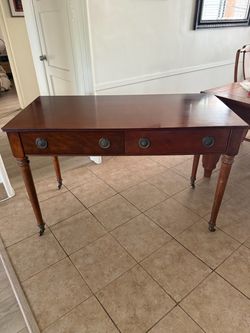 Bombay Desk w Arty Casters and (2) Drawers