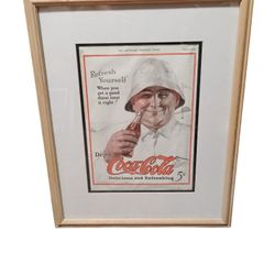 Vintage Coca Cola Ad Framed 