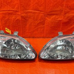 99-00 HONDA CIVIC - GENUINE FACTORY OEM STANLEY - HEADLIGHTS HEADLAMPS #284