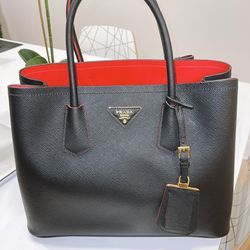 New Prada Medium Saffiano Double Leather Bag Purse