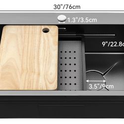 Black Kitchen Stainless Steel Sink With Faucet 