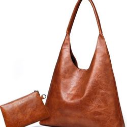 Hobo Bags for Women Retro Vegan Leather Womens Slouchy Large Tote Bag Shoulder Purses Handbag