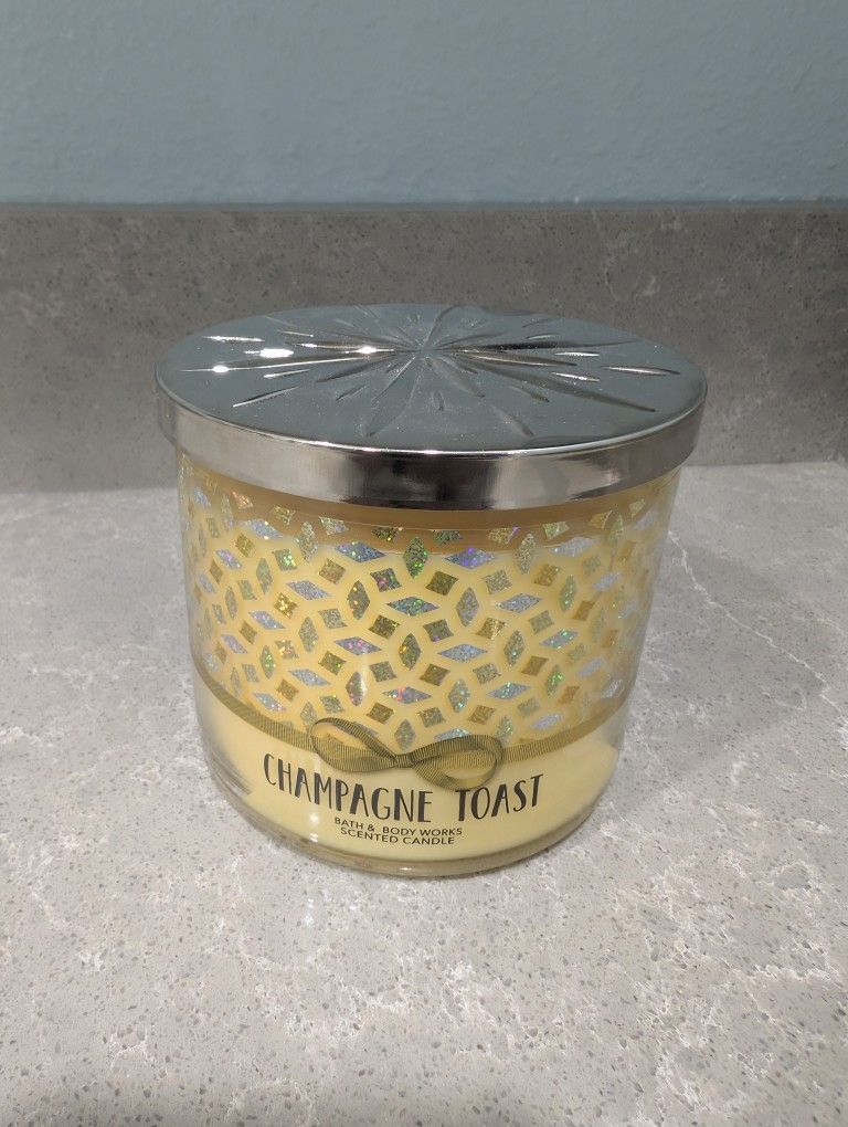 New! Bath and Body Works 3 Wick Candle - Champagne Toast, 14.5oz