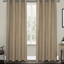 New Set of 2 84"x52" Vesta Heavy Textured Linen Woven Darkening Curtain Panels