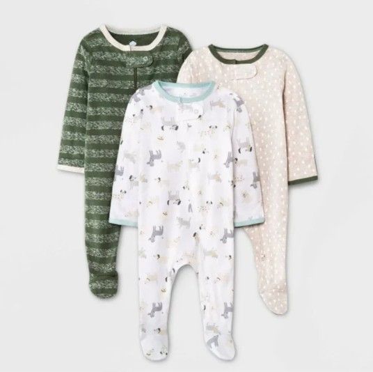 Cloud Island Baby Footed Onesies 3-Pack (Size 0-3 Months)