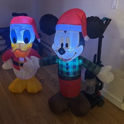 1 Mickey Mouse, And 1 Donald Duck Airblown Inflatables 