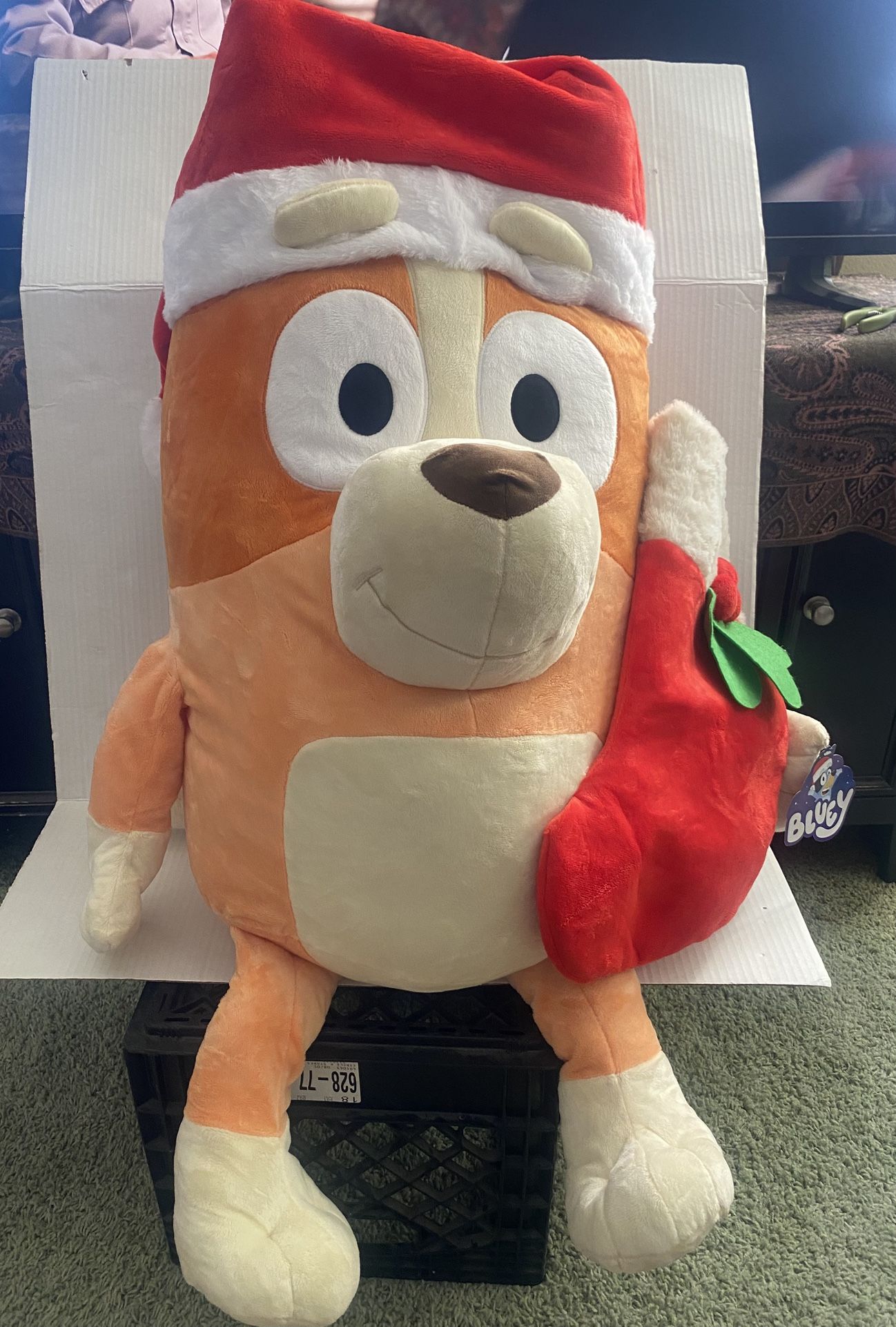 Huge 3 Ft BINGO From Bluey Christmas Plush With Stocking