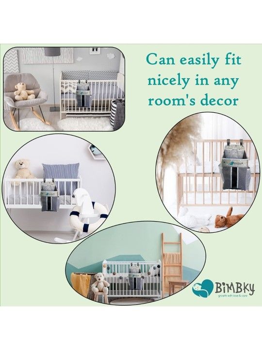 Hanging Diaper Caddy Organizer, Grey, Stacker For Crib, Nursery Storage For Changing Table, Practical And Ideal For Newborn Boy And Girl – 17’’ x 10’’