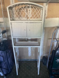 Over Toilet White Whicker Cabinet