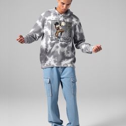 Dragon Ball Goku Kahmehameha Blast Kanji Logo Cloud Wash Ground Pullover Hoodie L