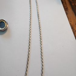 925 Silver Italian Rope Solid Chain Lobster Clow Has To Switch 20" 17gram