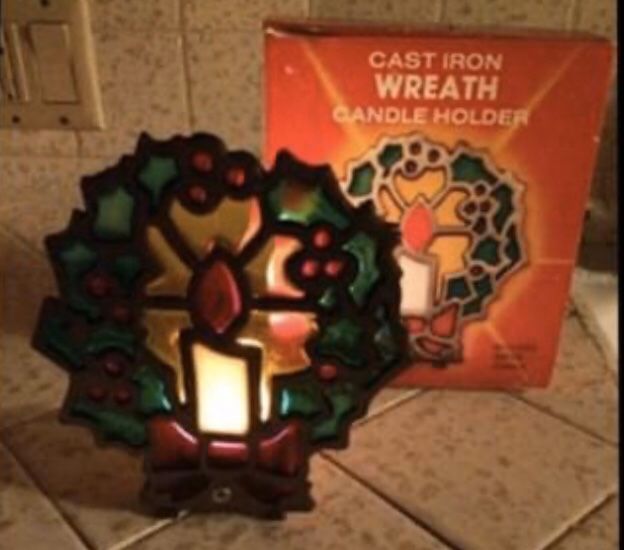 Vintage Cast Iron Wreath Candle Holder