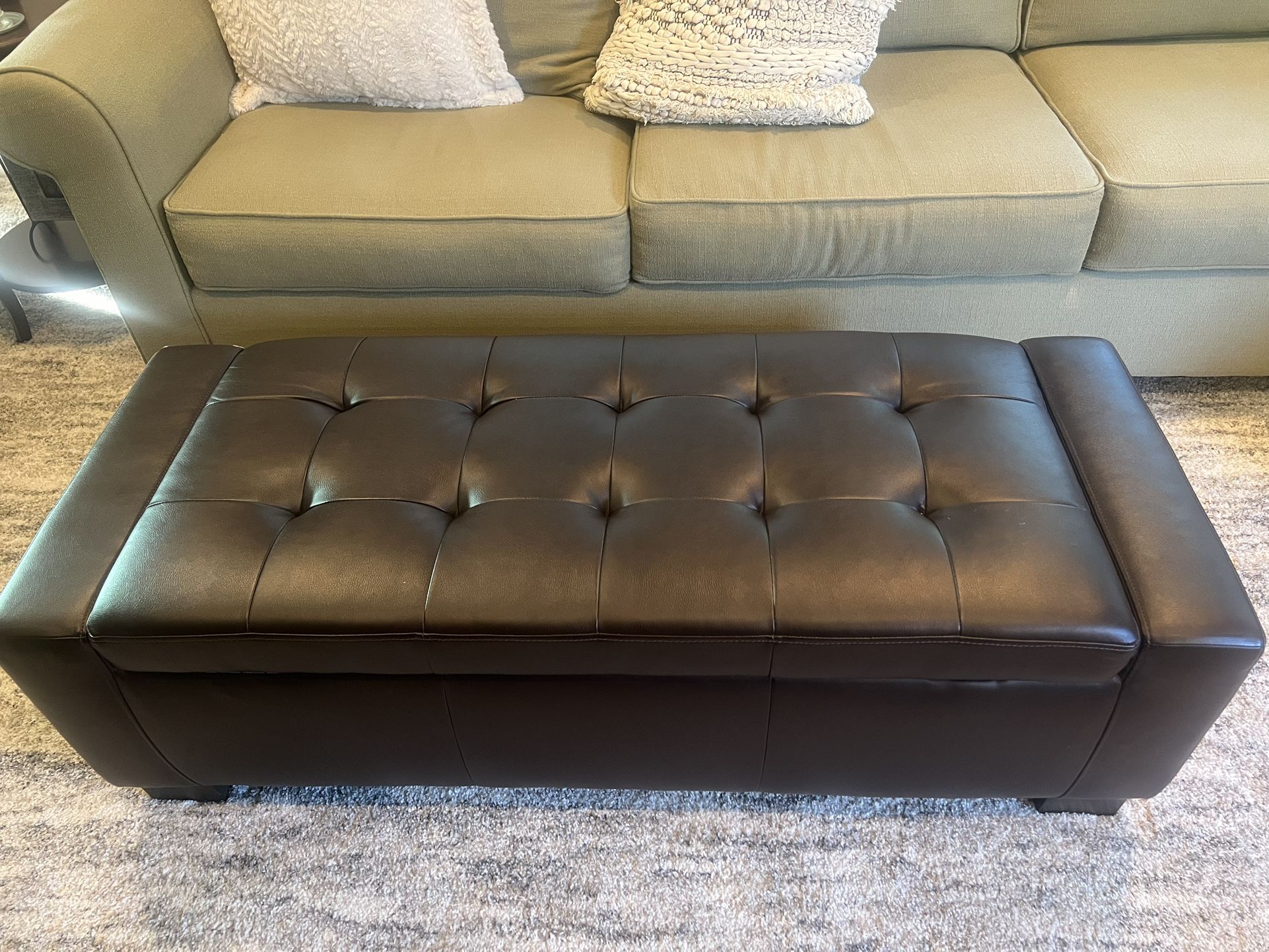 Storage Ottoman Faux Leather Brown