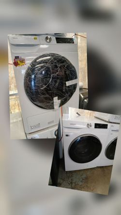 SAMSUNG WHITE SMART 24" COMPACT FRONT LOAD WASHER / NEW VENTED  ELECTRIC DRYER
