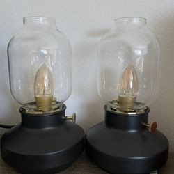 Set of Two Black Lamps 