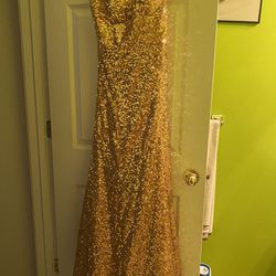 Grace Karin Gold Sequin Dress -Size M-$25.00
