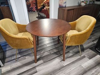 Round Dining Table with Two Accent Chairs