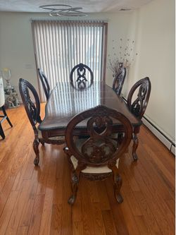Solid Wood Dining Room Set Table & 6 Chairs