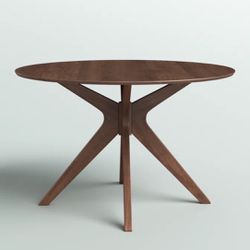 Round Solid Wood Base Dining Table (brown)