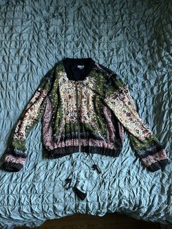 Sans Souci bomber jacket with  paisley patchwork design in black and green #festivalvibes