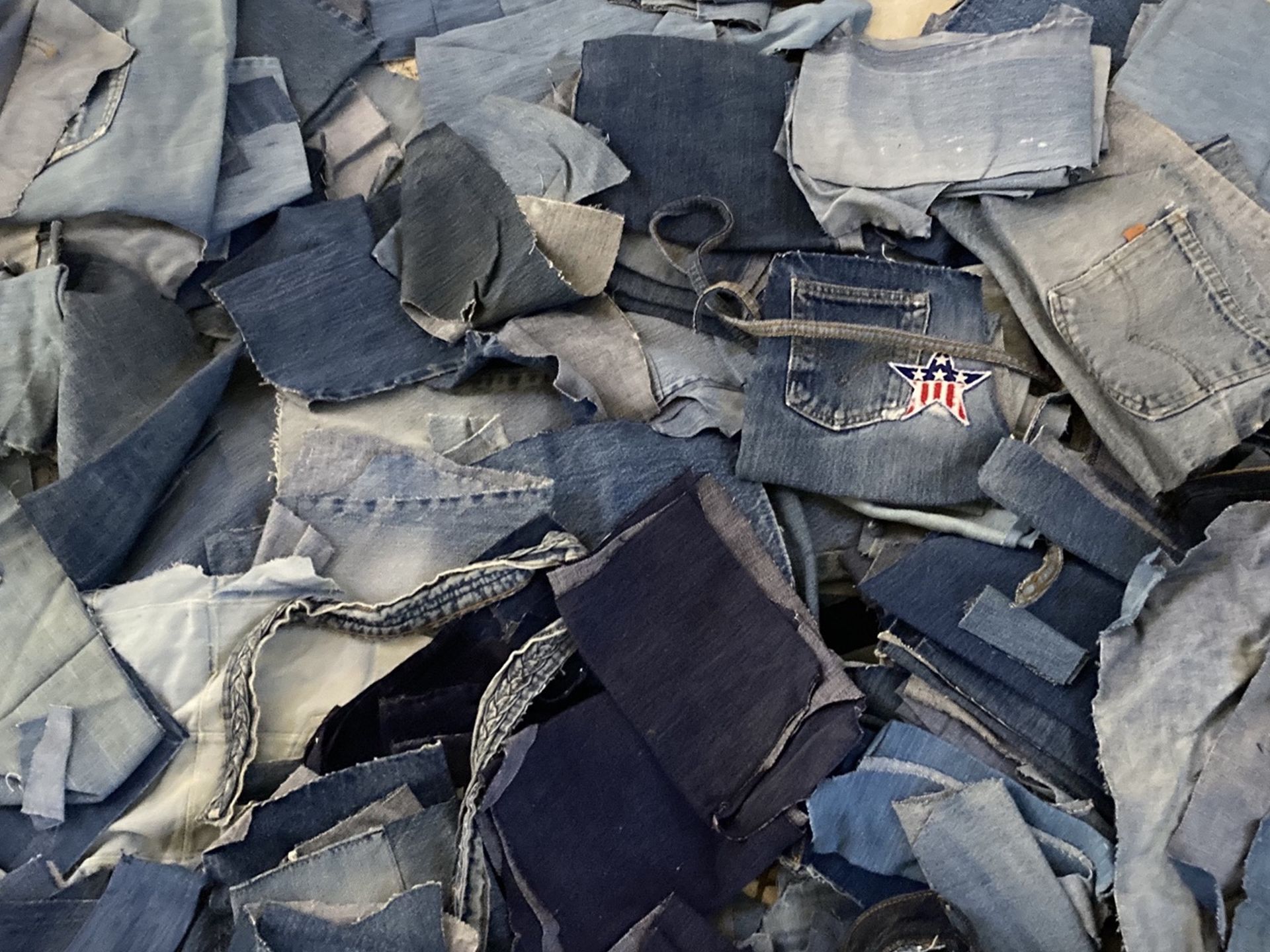 Huge vintage lot of jeans denim pants material for quilting patchwork patching