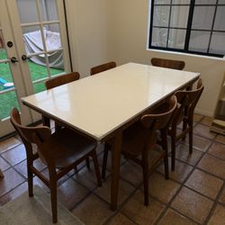 West Elm: Mid Century Modern Expandable Dining  Table AND  “Classic Cafe Wood Dining Chair, Acorn (6 Chairs) 