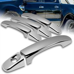 For 2012-2023 Ford Ranger Mirror Chrome Door Handle Covers Cap No Smart Keyholes -(2-DHC-1924