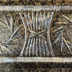 Vintage Anchor Hocking Early American Prescut 12"  Serving Dish  Clear Glass