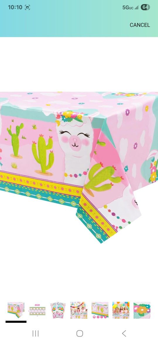 Llama Table Cloth Cover Pink Cactus Flower Party Supplies Decoration 