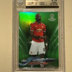 2017 Topps Chrome UCL Paul Pogba Green Refractor #59 /99 BGS 9.5 Manchester United 