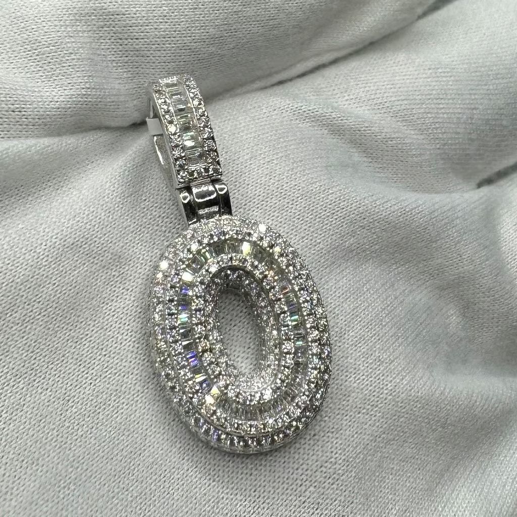 A Moissanite Number charm in Silver CZ with a CTW of 2.39
