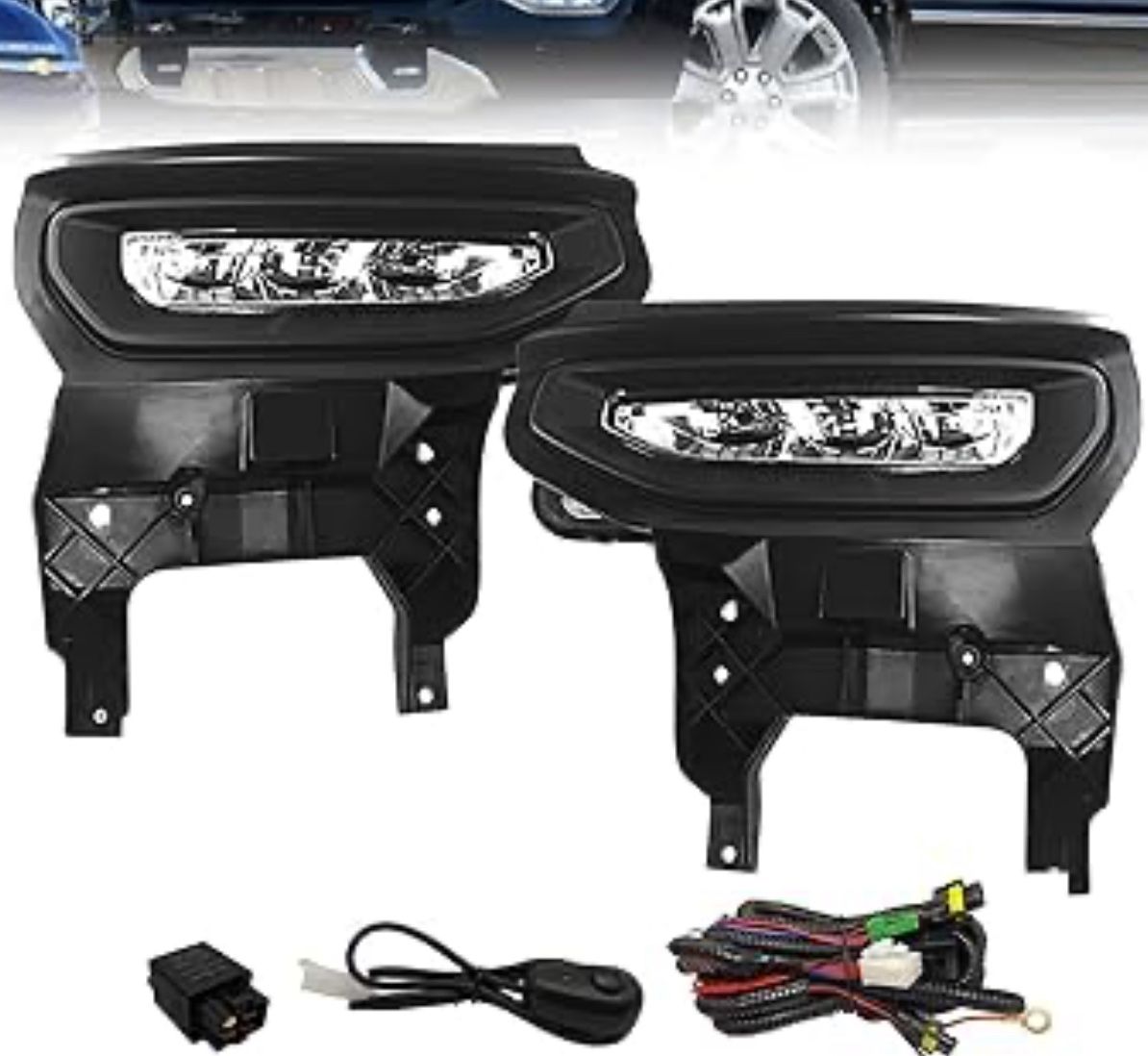 LED Fog Lights Compatible With 2016 2017 2018 GMC Sierra 1500 Front Bumper Lights Driving Fog Lamps w/Harness and Switch Clear lenses Left Driver and