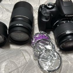 A Canon Eos Rebel T6 Camera Comes With All The Accessories. Extra Lenses Includes A Bag With It.