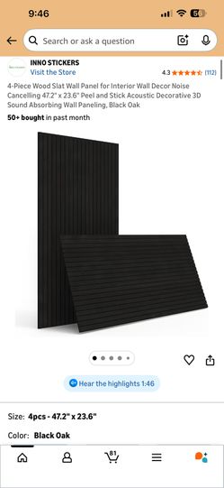4-Piece Wood Slat Wall Panel for Interior Wall Decor Noise Cancelling 47.2" x 23.6"