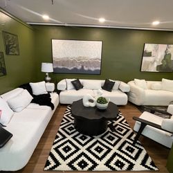 White & Black Oak Living Room Set / 3p