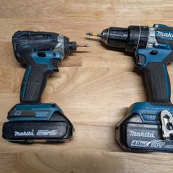 Makita XDT13 18V LXT Brushless Cordless  Impact Driver Kit with XPH12 Drill and hardcase carrier and two batteries and charger