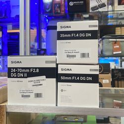 Sigma 24-70mm f2.8 II and sigma 50mm f1.4 and sigma 35mm f1.4