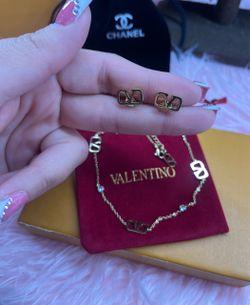 New set stainless steel gold set comes earrings and necklace