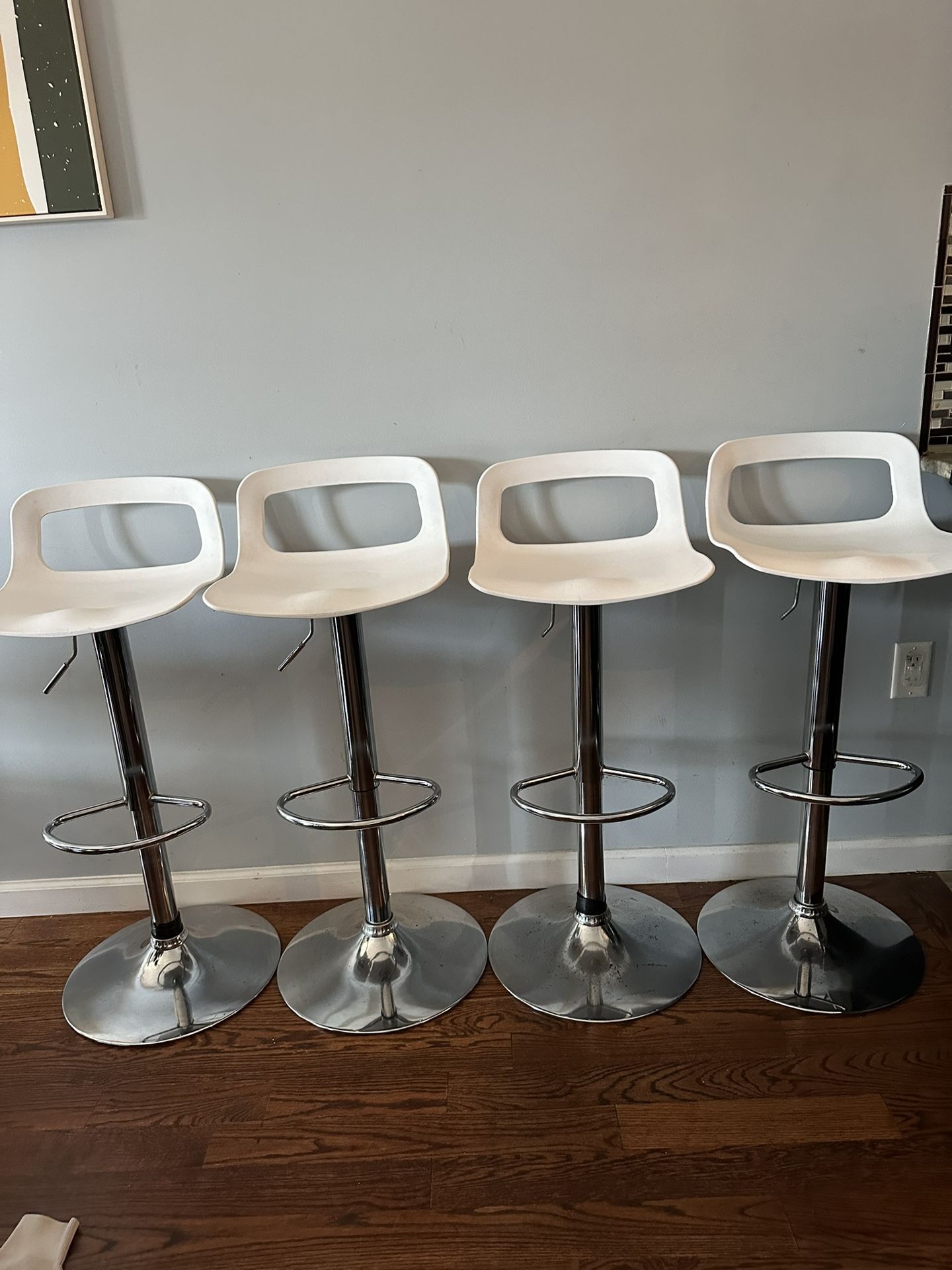 4 White Bar Stools