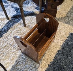 solid oak vintage mag rack