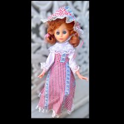 Vintage 1960s Fashion Doll Blinking Eyes Red Checkered Dress Made in Thailand