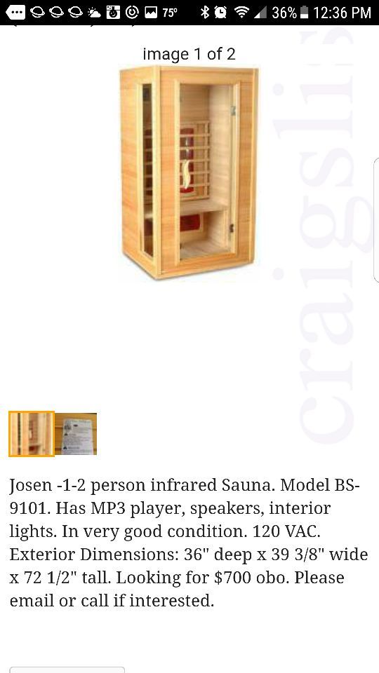 Josen 1-2 person infrared sauna.