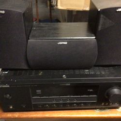 Yamaha RX V 363 Receiver With 3 Jamo Speakers E500 Left, Right and Center With Polk Audio PSW 10” Subwoofer. Good System. Text Is Best Form Of Communi