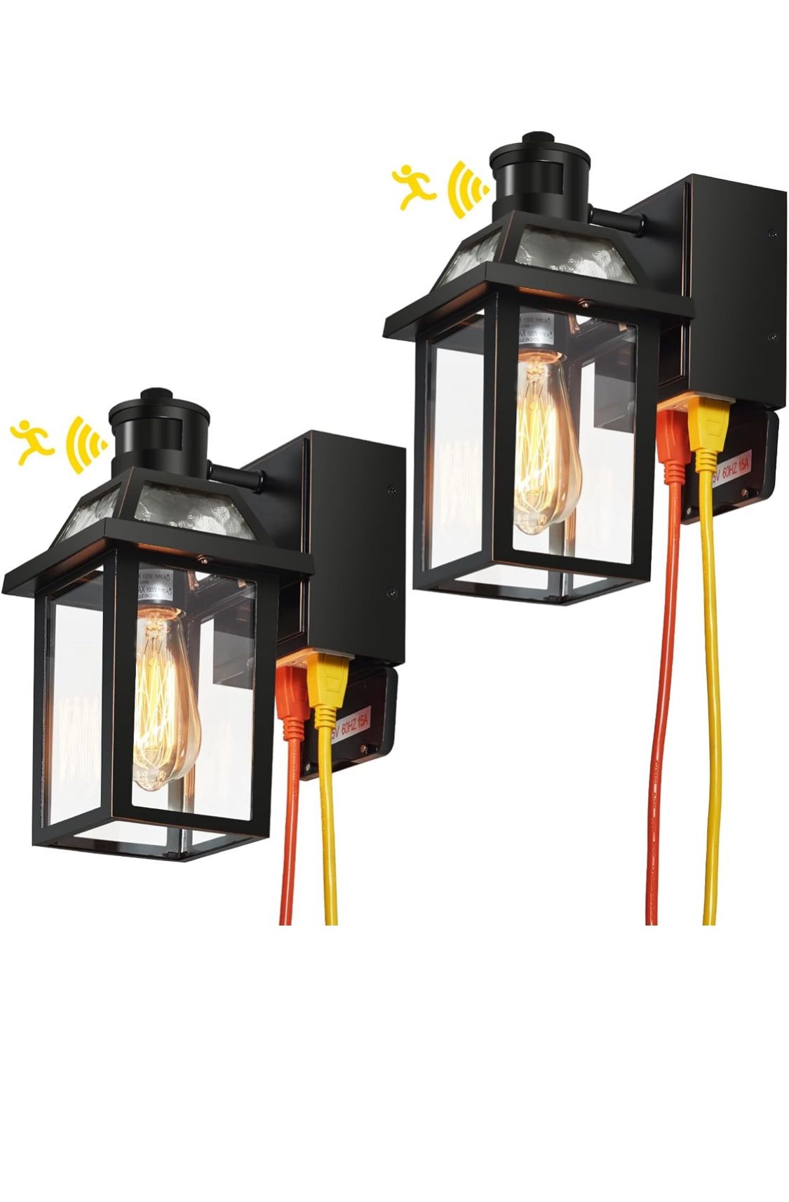 Porch Lights with GFCI Outlet, Dusk to Dawn Motion Sensor Outdoor Light, 3 Lighting Modes Exterior Fixture, Outside for House Front Door Patio Garage(