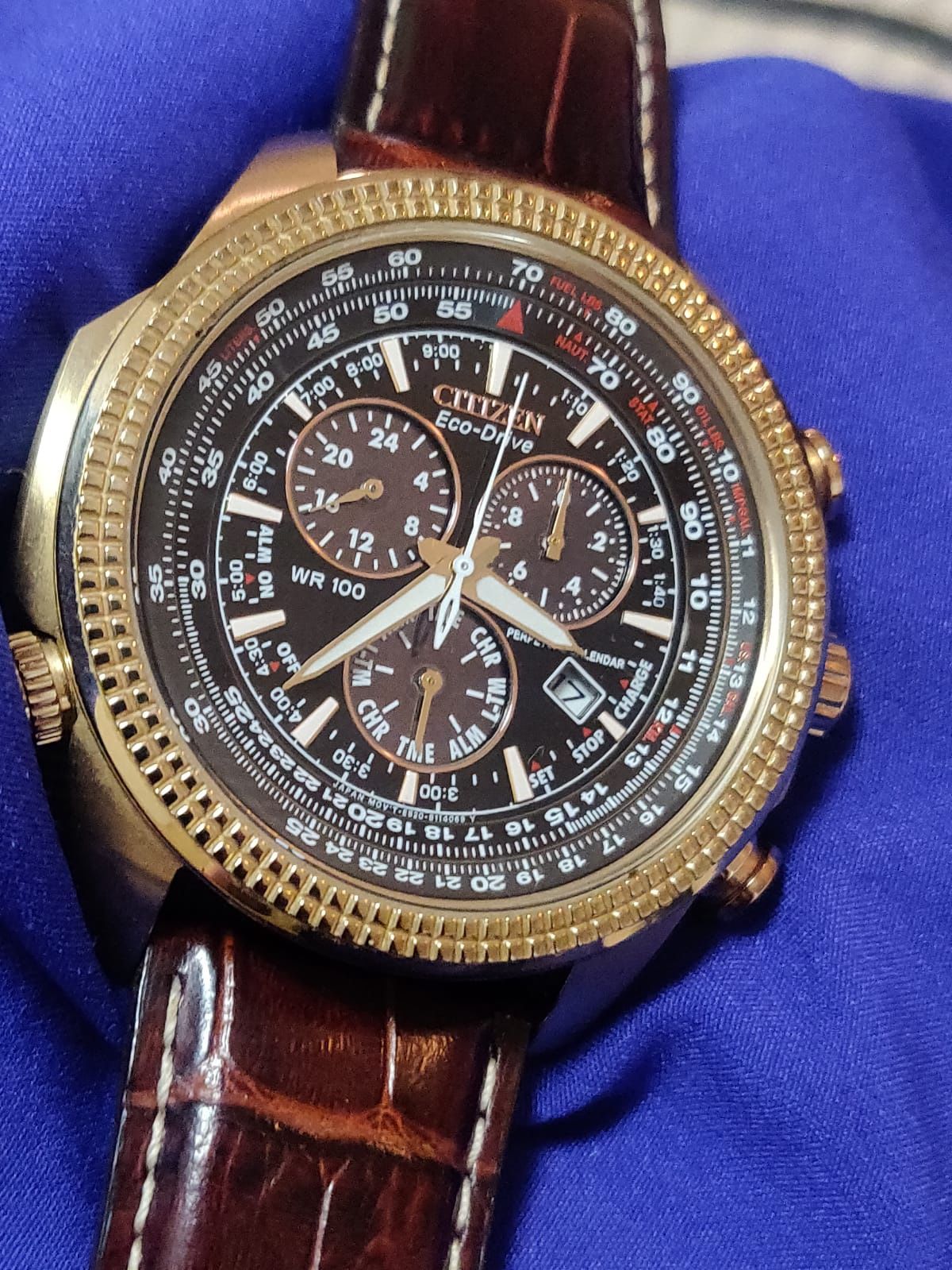 Citizen Eco-Drive Perpetual Calendar Gold Tone Chronograph BL5403-03X Men's Watch